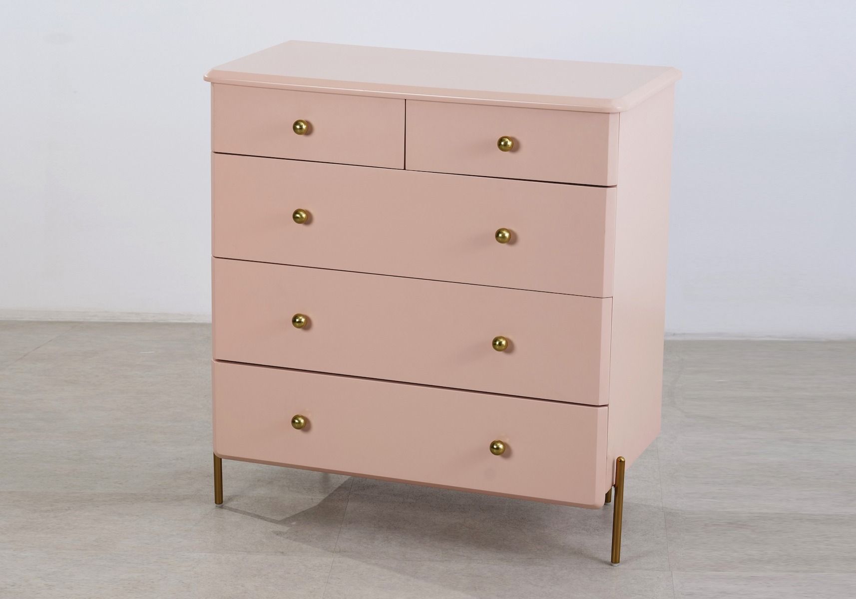 Maddie Chest of Drawers Pink and Brass
