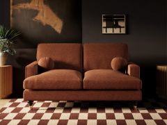 SOLACE+CO Addison 2 Seater Sofa with Caster Legs Burnt Orange Chenille