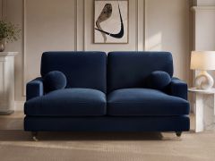 SOLACE+CO Addison 2 Seater Sofa with Caster Legs Blue Velvet