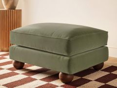SOLACE+CO Addison Footstool Khaki Green Velvet