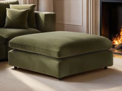SOLACE+CO Asher Footstool Khaki Green Velvet