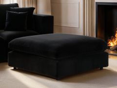 SOLACE+CO Asher Footstool Black Velvet