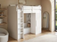 Flair Aspen Ribbed High Sleeper with Storage & Wardrobe