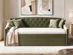 Flair Aurora Daybed with Trundle Khaki Green Velvet