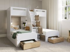 Flair Eddie Staircase Triple Bunk Bed with Storage