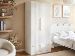 Flair Calista Ribbed Wardrobe 2 Doors with Drawer