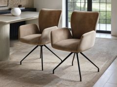 SOLACE+CO Kora Swivel Dining Chair Set of 2 Mocha Chenille
