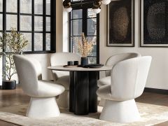 SOLACE+CO Deko Dining Table Black with Aiko Chairs Set of 4