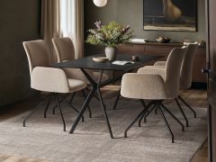 SOLACE+CO Emil Glass Dining Table with Kora Chairs Set