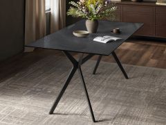 SOLACE+CO Emil Black Mottled Glass Rectangular Dining Table