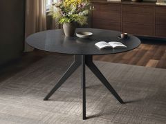 SOLACE+CO Emil Black Mottled Glass Round Dining Table