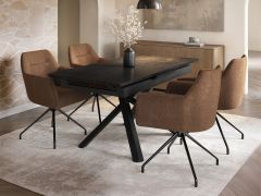 SOLACE+CO Lexi & Isla Dining Set - Extendable Table with 4 Swivel Chairs