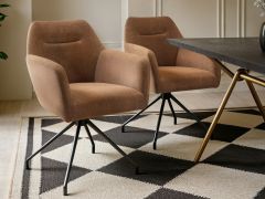 SOLACE+CO Isla Swivel Fabric Dining Chair Set of 2