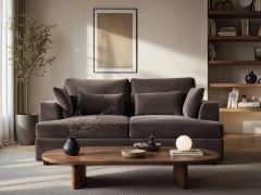 SOLACE+CO Drew 2 Seater Mocha Velvet Sofa