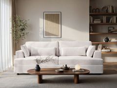 SOLACE+CO Drew 3 Seater Sofa Cream Chenille
