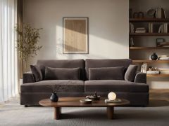 SOLACE+CO Drew 3 Seater Mocha Velvet Sofa