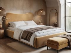 SOLACE+CO Ember Ottoman Bed Sand Velvet