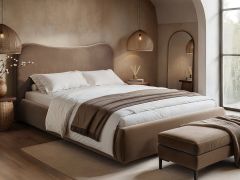 SOLACE+CO Ember Ottoman Bed Chocolate Velvet