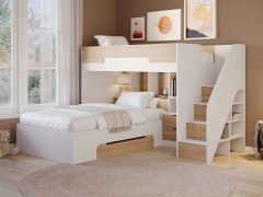 Flair Greyson Staircase Triple Bunk Bed with Storage