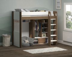 Flair Hampton High Sleeper With Optional Desk - White & Walnut