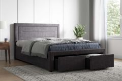 Flair Laura Grey Linen Fabric Drawer Bed