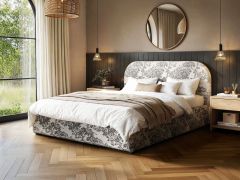 Flair Alba Tree Print Ottoman Bed Beige Chenille