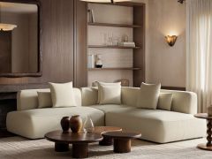 Solace+Co Luna large corner sofa in chenille fabric with deep cushions
