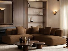 Solace+Co Luna large corner sofa in chenille fabric with deep cushions
