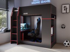 Recoil Meridian Gaming High Sleeper with Storage Black & Red