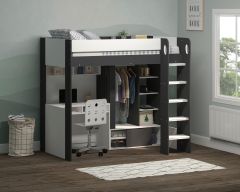 Flair Hampton High Sleeper With Optional Desk - White & Grey