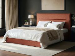 SOLACE+CO Nela Ottoman Bed Woven Fabric Burnt Orange