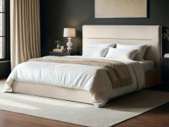 SOLACE+CO Nela Ottoman Bed Woven Fabric Cream