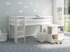 Noomi Nora Solid Wood Mid Sleeper Workstation (FSC-Certified)-White