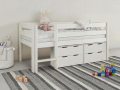 Noomi Shorty Midsleeper with Chest of Drawes White (FSC-Certified)