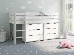 Noomi Nora Solid Wood Midsleeper 6 Drawer Storage Cabin (FSC-Certified) White
