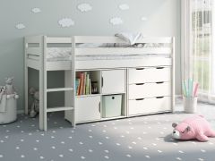 Noomi Nora Solid Wood Midsleeper Storage Cabin White (FSC-Certified)
