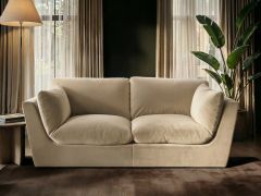 3 seater velvet sofa with minimalist design and deep cushioned seating
