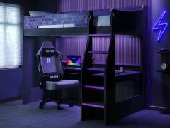 Recoil Ultimate Violet Gaming High Sleeper with Desk Charcoal & Purple