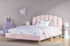 Flair Scallop Velvet Bed Frame Pink
