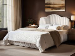 SOLACE+CO Skylynn Cloud Ottoman Bed Striped Woven Fabric