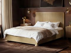 SOLACE+CO Theo Ribbed Ottoman Bed Light Wood