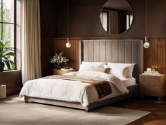 Flair Tiggy Ottoman Bed with Winged Headboard Beige Velvet