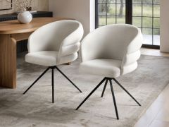 SOLACE+CO Eira Swivel Dining Chair Set of 2 Cream Chenille