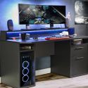 Flair Power Z Black Computer Gaming Desk With Colour Changing LED Lights
