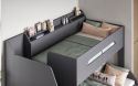 Triple bunk bed with shelves