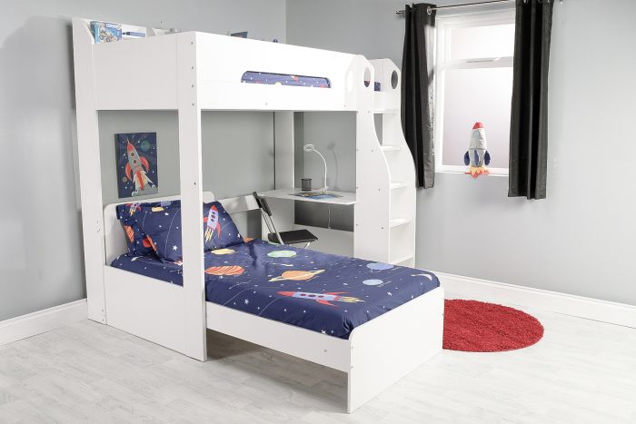 Flair Cosmic L Shaped Bunk Bed with Storage White