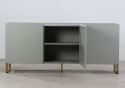 Flair Lenny Painted Sideboard Grey with Brass retro style Accents Mdf construction brass legs 3 doors