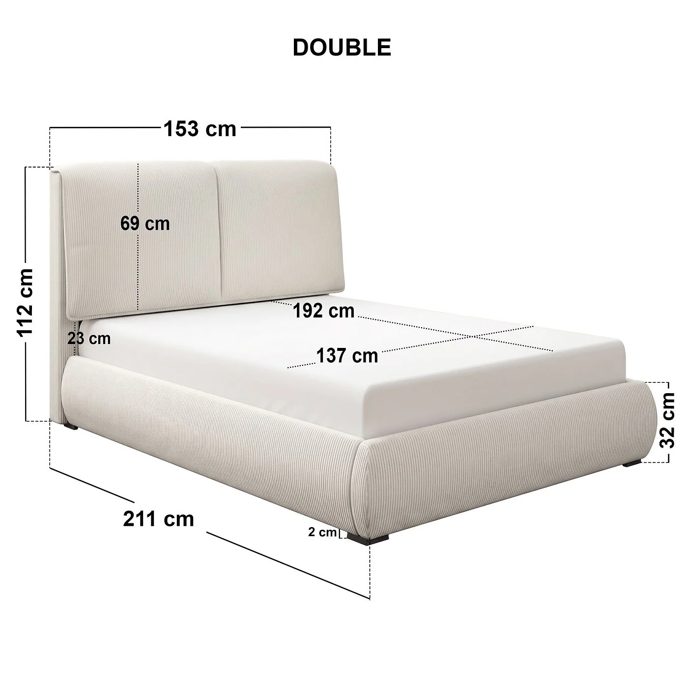 SOLACE+CO Lydia Upholstered Ottoman Storage Bed Cord Fabric Beige image 4