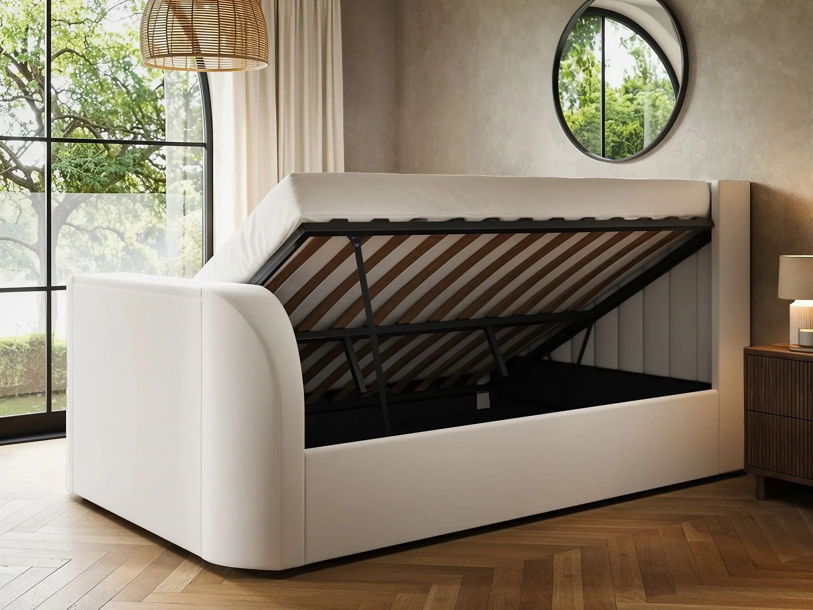 Flair Fallon TV Side Lift Ottoman Bed Cream Velvet – view 3