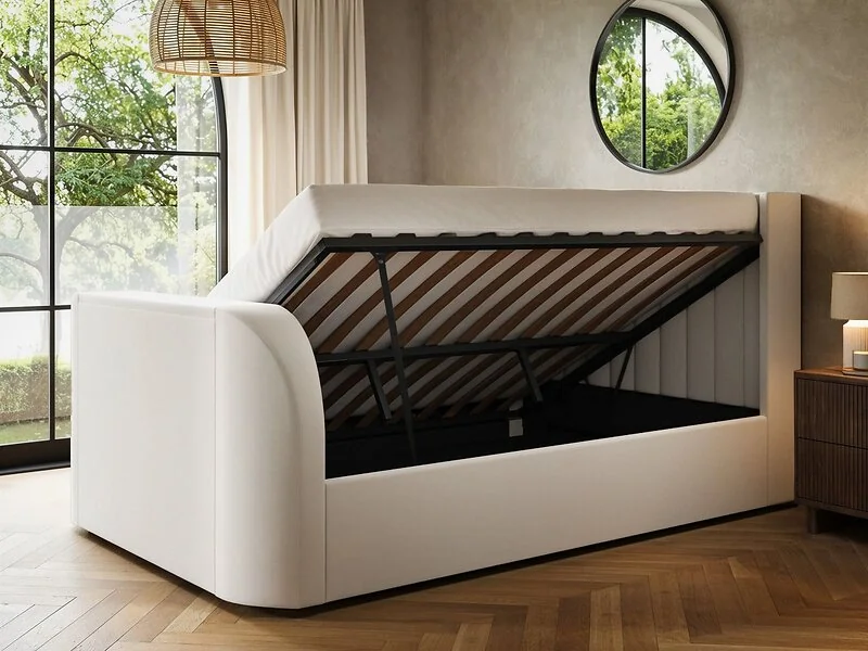 Flair Fallon TV Side Lift Ottoman Bed Cream Velvet – view 3